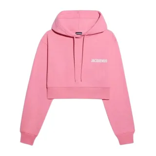 Jacquemus Le Sweatshirt Court Pink Cropper Hoodie
