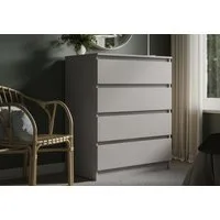 Home Collective Kommode mit 4 Schubladen Kommode schmal Holz Schrank (Highboard Anrichte Schlafzimmer Wohnzimmer Flur Büro Organizer), Kommode 80 cm breit Schrank mit Schubladen Sideboard Kaschmir