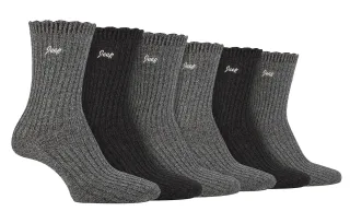 Damen 6er-Pack Bambus-Stiefelsocken | Süße Socken mit gewelltem Rand