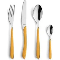 Kuppels Besteck-Set PRISMA (24-tlg), 6 Personen, Edelstahl Rostfrei 18/0, spülmaschinenfest, in senfgelb, mattiert