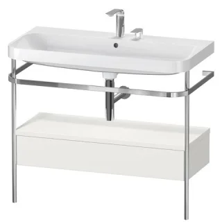 Duravit Happy D.2 Plus c-shaped Set mit Metallkonsole und Schubkasten Nordic Weiß Seidenmatt 975x490 HP4843E3939