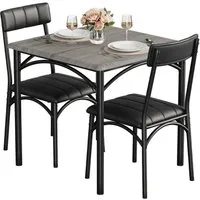 GarveeMore Essgruppe Ktichen Tisch mit 2 Stühlen für Küche & Esszimmer, Kompaktes Esszimmer-Set für kleine Räume(mit 2 Weiches Kissen Stühlen)