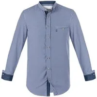 FUCHS Trachtenhemd Trachtenhemd Herren Blau Slim Fit Volksfest Stehkragen Wiesn Langarm (1-tlg)