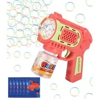 SinLaw Seifenblasenpistole Elektrische Seifenblasenmaschine mit Licht, rosa, für Partys im Freien, Seifenblasenpistole mit LED-Licht und 150 ml Flüssigseife