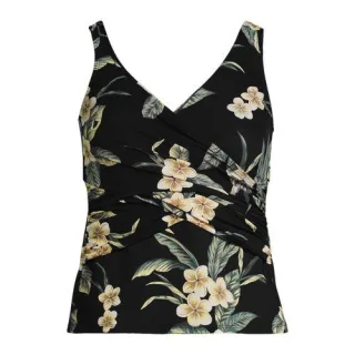 Tankini-Top mit Wickelfront Slender für Damen in Plus-Größe, Damen, size: plus, Schwarz, Elasthan/Nylon-Mischung, by Lands' End