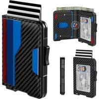 Forrlite Geldbörse Slim Wallet, Portemonnaie Herren klein, Carbon Geldbörse Herren (Geldbeutel Herren Karten, Portmonee Herren, Kartenetui Herren, RFID Schutz Mini/Smart Wallet/Kreditkartenetui Herren/Hält 12 Karten)