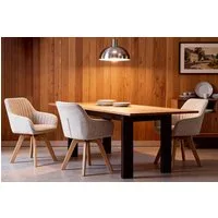 riess-ambiente Polsterstuhl LIVORNO beige/natur - Strukturstoff, Massivholz, drehbar, Auto-Return (Einzelartikel, 1 St), Esszimmer · Samt · Wohnzimmer · mit Armlehne · 180° drehbar · Retro