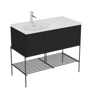 VitrA Equal Set Möbelwaschtisch asymmetrisch 100 cm Waschtischunterschrank mit Auszug,66522 66522