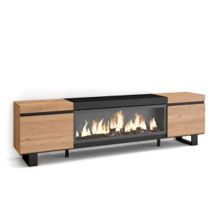 Skraut Home Lowboard,, Eiche, Mehrfarbig, Holzwerkstoff, Rechteckig,Rechteckig, 208x57x35 cm, Wohnzimmer, Wohnwände, Lowboards, Lowboards stehend