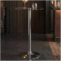 FINEBUY Bartisch FB35852 Stehtisch Bistrotisch Imbisstisch Metall Chrom Glas Rund (Stehtisch Bistrotisch Modern, Partytisch), Glas Metall 60x60x105 cm, Bartisch Modern