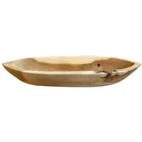 VARIOS Dekoschale Deko Tisch Schale Holz Naturfarben Länglich Klein 43 cm, Klein