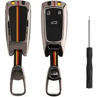 kwmobile Schlüsseltasche Auto Schlüsselhülle für Audi 3-Tasten Smartkey Autoschlüssel (nur (1-tlg), Smart Key Metallrahmen mit Silikon Case