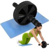 Trizand Bauchtrainer Bauchroller Bauchmuskeltrainer Bauchmuskelrad AB Roller Rad Wheel (Fitness-Set, 2-St., Ab-Roller inklusive Kniematte), inklusive EVA-Kniematte, rutschfeste Griffe