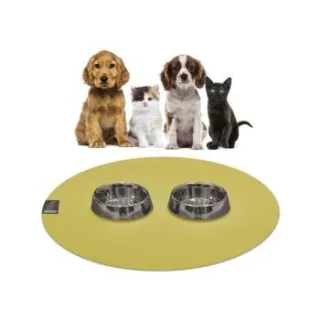 SANOZOO ® - runde Napfunterlage - Öko-Tex und Made in Germany gelbgrün 60 cm, 60 cm