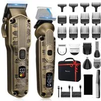 Scttomon Haarschneider HT-6068, Haar- und Bartschneider Kit, Bartschneider mit LED-Anzeige IPX6 Wasserdicht