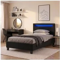 CARO-Möbel Polsterbett HIMALAYA, Polsterbett Einzelbett Jugendbett Bettgestell mit LED 90 x 200 cm
