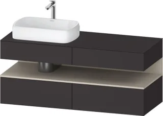 Duravit Qatego Konsolenwaschtischunterbau wandhängend Graphit Supermatt 1400x550x600 mm - QA47650838 QA4765083800000