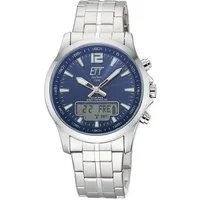 ETT Funkchronograph Professional World Timer EGA-11716-31M, Armbanduhr, Solar, Herrenuhr, Edelstahlarmband, analog, digital, Tag