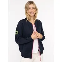 Zwillingsherz Sweatjacke "Smile Regenbogen" mit Reißverschluss, Rippbündchen, Eingriffstaschen, großer Stickerei