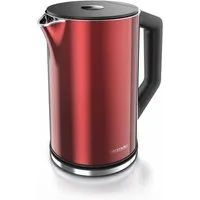 Arendo Wasserkocher aus Edelstahl, Temperatureinstellung 40°–100°C mit Anzeige, Doppelwand, 1,5 l, 2200 W, Teekocher mit Temperaturanzeige, in 5 °C-Schritten einstellbar