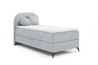 Boxspringbett Gästebett GORGIA 90x200cm Stoff Jasmin Hellgrau