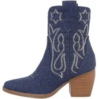 Ital-Design Damen Cowboyboots Western Westernstiefelette (84463254) Blockabsatz Western- & Bikerboots in Dunkelblau
