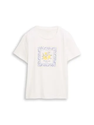 Tom Tailor - T-Shirt mit Print off white - Gr. - XXXL