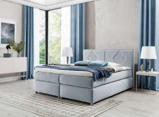 Boxspringbett Schlafzimmerbett Bett DAMIANO DELUX Stoff Hellgrau 160x200cm