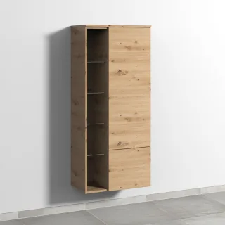Sanipa 3way Stauraumschrank mit 1 Tür, 1 Auszug und offenen Fächern, Eiche Natural-Touch SM18385