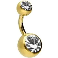 PIERCINGLINE Bauchnabelpiercing Chirurgenstahl Bananabell ZWEI KRISTALLE (Bananabells, 1-tlg)