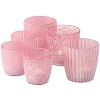 BOLTZE GRUPPE GmbH Windlicht Boltze Patty Rosa-Hellrosa 6er-Set 1018428 (6 St)