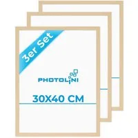 PHOTOLINI Bilderrahmen 3er Set modern mit bruchsicherem Acrylglas, Holz MDF, Fotos & Poster, für 3 Bilder (3er Set), Posterrahmen 30x40 cm zum Aufhängen