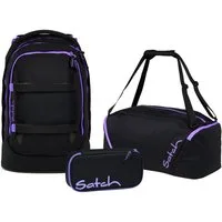 Satch Schulranzen Schulrucksack-Set PACK Purple Phantom 3-teilig (3-teilig), ergonomisch, Your-Size-System: auf Körpergröße anpassbar