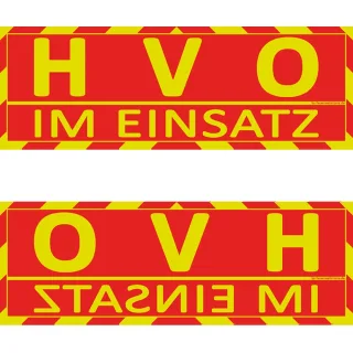 Einsatz Wendeschild WSB2 für die Sonnenblende "HVO im Einsatz"  "HVO im Einsatz"