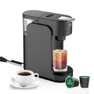 [EU Direct] Novulife 2-in-1 Mini Single Serve Capsule Coffee Maker 1450W Instant Heat Ground Coffee & K-Cup Capsules Com