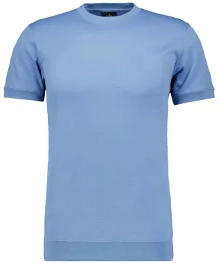 RAGMAN - Pima T-Shirt Rundhals mit Bündchen mittelblau - Gr. - XL