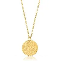 Made by Nami Kette mit Anhänger Damen mit gehämmertem Münzen Anhänger Gold 40 + 5 cm, Edelstahl Schmuck Geschenkideen für Frauen