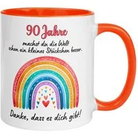 Momentals Tasse 90. Geburtstag Frau – „Du machst die Welt besser“ – Geschenk Frauen, Gratis Versand · Links-&Rechtshänder · Spülmaschinenfest