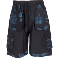 Guru-Shop Relaxhose Ethno Yogashorts im Goastyle mit Pilzdruck -.. Hippie, Ethno Style, alternative Bekleidung