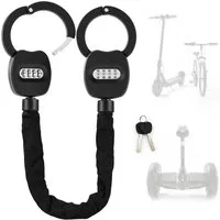 TLGREEN Kettenschloss 93cm Handschellenschloss 4-Stelliges Zahlenschloss (6mm Stahlkette 360° Drehbar, IPX4 Wasserdicht Kettenschloss), für E-Scooter Fahrrad E-Bike