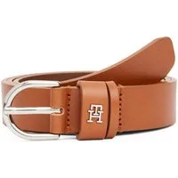 Tommy Hilfiger Ledergürtel ESSENTIAL EFFORTLESS 2.5 cm breit SILVER Einfachdornschließe, Metallemblem