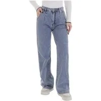 Ital-Design Weite Jeans Stylische Jeans für jeden Anlass – Must-Have für den Kleiderschrank (89231364) Used-Look High Waist Jeans in Blau