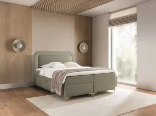 Boxspringbett Schlafzimmerbett WILLOW 160x200cm Stoff Puente Mintgrün