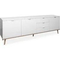 Finori Sideboard, Weiß, Sonoma Eiche, Modern, Metallgriffe, ABS-Kante, 200 x 68 x 40 cm