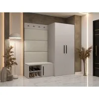 MIRJAN24 Garderoben-Set Medi I, (Drehtürenschrank, Schuhschrank, 4x Paneel 84x42), Kleiderstange, 4 Kleiderhaken für Kleidung