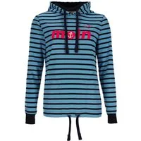 modAS Kapuzenshirt 29025 Damen Langarm-Shirt Moin-Print mit Streifen - Shirt mit Kapuze