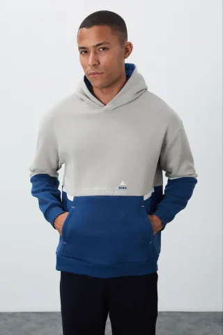 Herren Farbblockiertes Kapuzensweatshirt