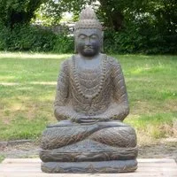 Oriental Galerie Dekofigur Buddha Figur Greenstone Antik Meditation 100 cm (1 St), Wetterfest, groß, Garten