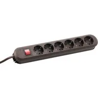 Bachmann SMART Steckdosenleiste 6x CEE7/3 Steckdosenleiste (Kabellänge 1.5 m), braun, mit Schalter, 381.450K
