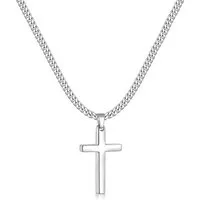 LuxusKollektion Kreuzkette Halskette Herren Edelstahl Kreuz Anhänger Silber Silber 28*15mm+50cm